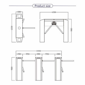 Thông số kỹ thuật cổng xoay tripod E142